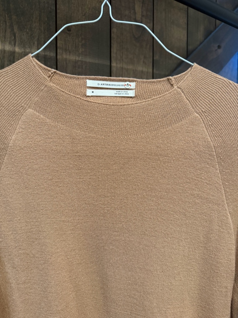 Women's Anthropologie Claudette Camel Bell-Sleeve Shift Dress - Picture 4 of 4
